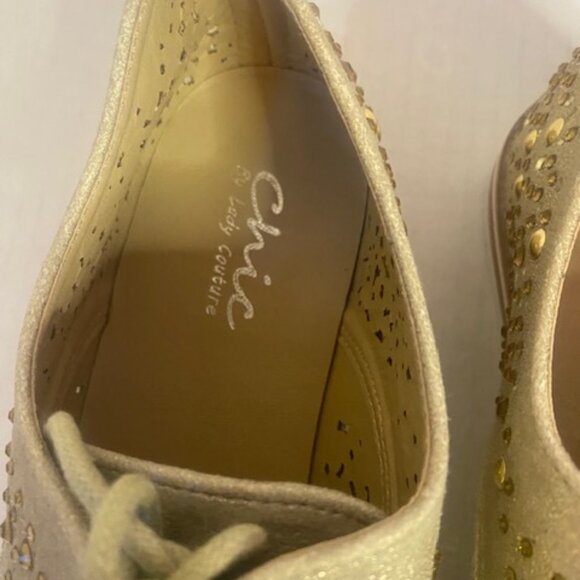Chic By Lady Couture Women’s metallic gold flat oxford shoes, size 9 - Picture 6 of 7